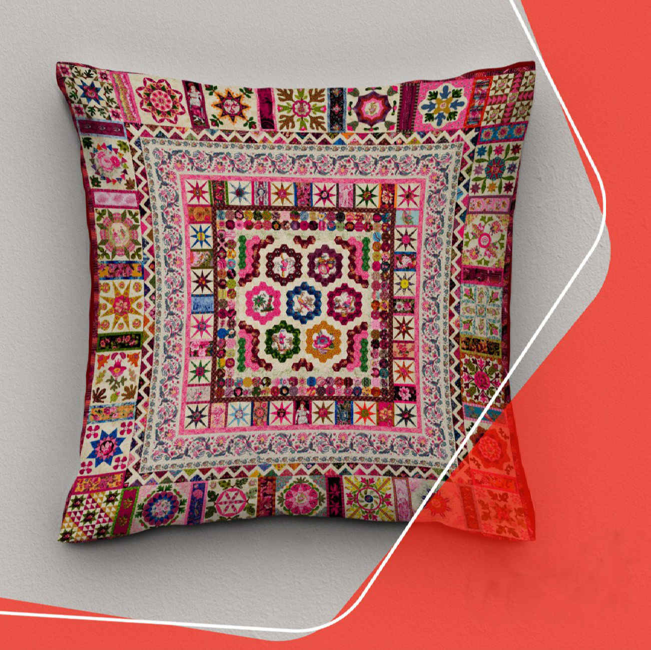 Coussin décoratif en velours avec petit motif géométrique persan classique (Set de 2)