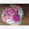 Boîte de bougie décorative avec fleurs, design floral rose
