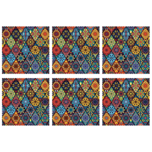Set de table élégant à motif floral géométrique – Accent de table stylé (Set de 6)