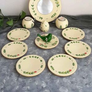 Ensemble Haft-Seen élégant avec motif de pétales et design d’oiseau (12 pièces)