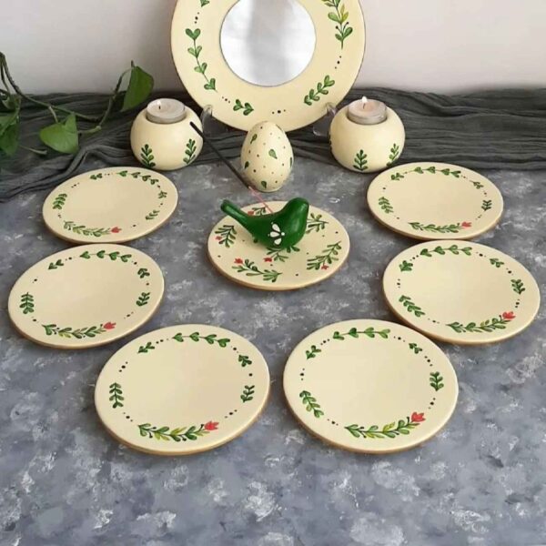 Ensemble Haft-Seen élégant avec motif de pétales et design d’oiseau (12 pièces)