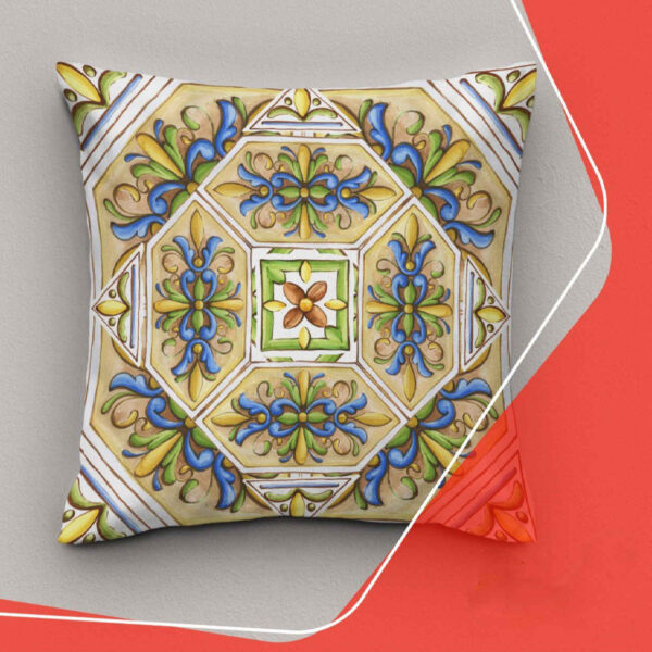 Housses de coussin élégantes avec motif abstrait Majolique italienne jaune (Set de 2)