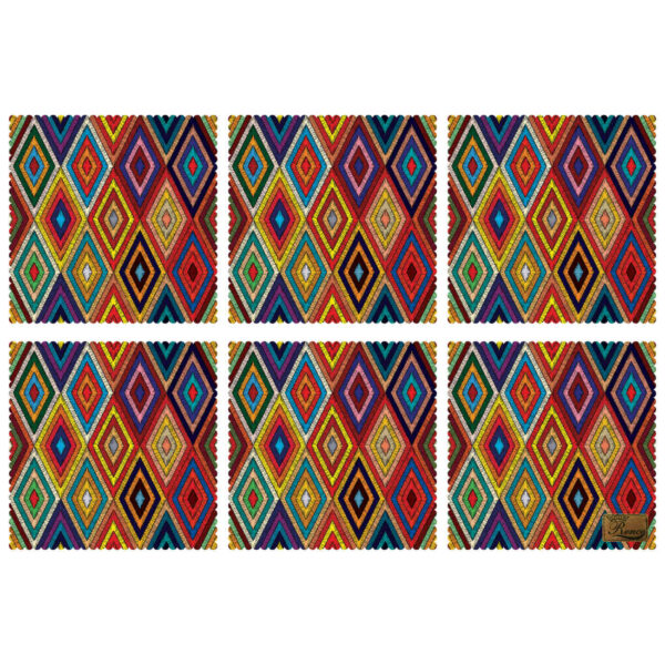 Set de table à motif géométrique en losanges (Set de 6)