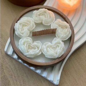 Bougies en pot en pierre artificielle artisanales – Design fleur de rose