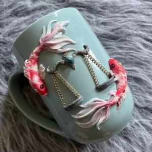 Mug Céramique Artisanal avec Symbole des Poissons – Design Élégant & Unique