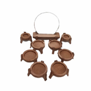 Haft-Seen en bois fait main avec piédestal rond détaillé – Pour une célébration sophistiquée de Nowruz (9 pièces)