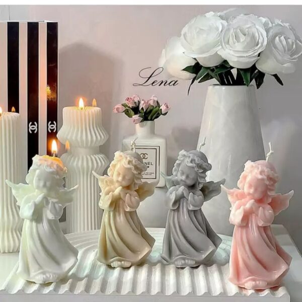Bougie sculpture artisanale petit ange – Idée cadeau et décoration