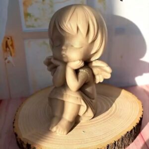 Bougie sculpture artisanale petit ange assis – Idée mignonne pour cadeau et décoration (lot de 5 pièces)