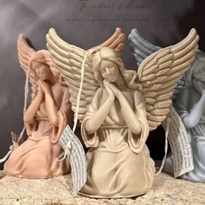 Bougie sculpture artisanale avec design d’ange endormi, idéale pour décor et cadeaux (lot de 3 pièces)