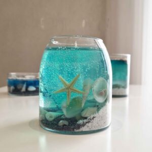 Bougie en pot en verre à la paraffine gel Océan – Avec design étoile de mer