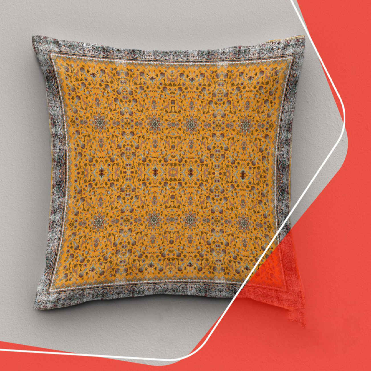 Coussin décoratif inspiré de la Perse avec motif géométrique intemporel (Set de 2)
