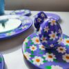 Haft-Seen persan avec motif peint floral à la camomille intemporel (9 pièces)