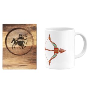 Mug du Zodiaque Persan – Symbole du Mois Azar (Archer) avec Sous-Verre