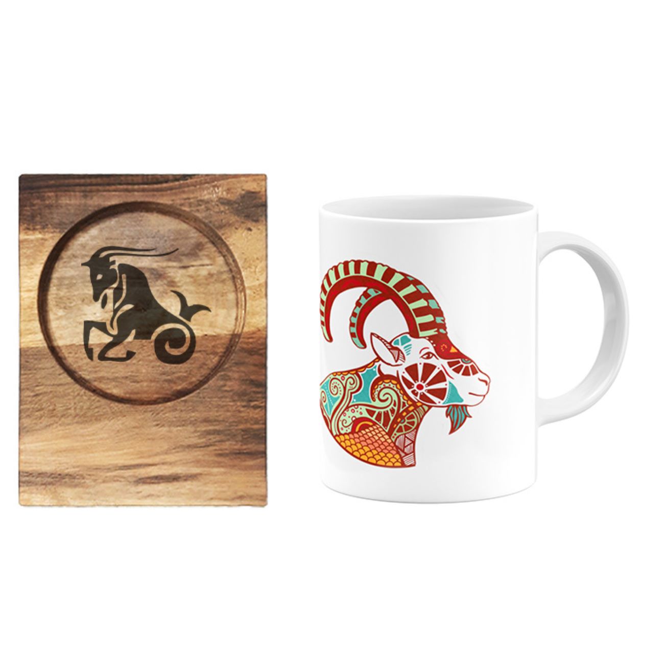 Mug du Zodiaque Persan - Symbole du Mois Dey (Chèvre) avec Sous-Verre