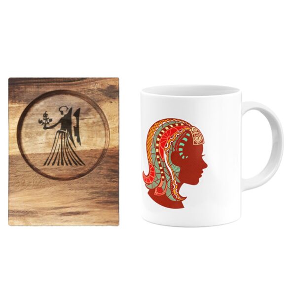 Mug du Zodiaque Persan – Symbole du Mois Shahrivar (Vierge) avec Sous-Verre