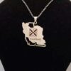 Collier en acier inoxydable avec carte de l'Iran et design de la bannière de Kaveh