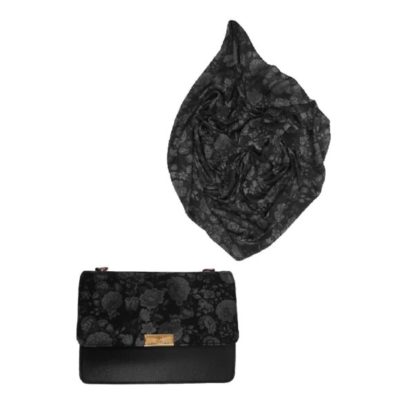 Sac à épaule à chaîne stylé avec foulard à motifs assortis