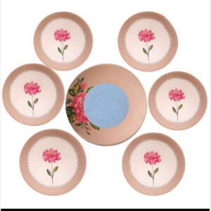 Élégance intemporelle – Ensemble Haft-Seen en argile crème orné de roses peintes à la main (7 pièces)