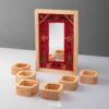 Tradition intemporelle – Haft-Seen en bois avec miroir et cadre inspiré d’un tapis (7 pièces)