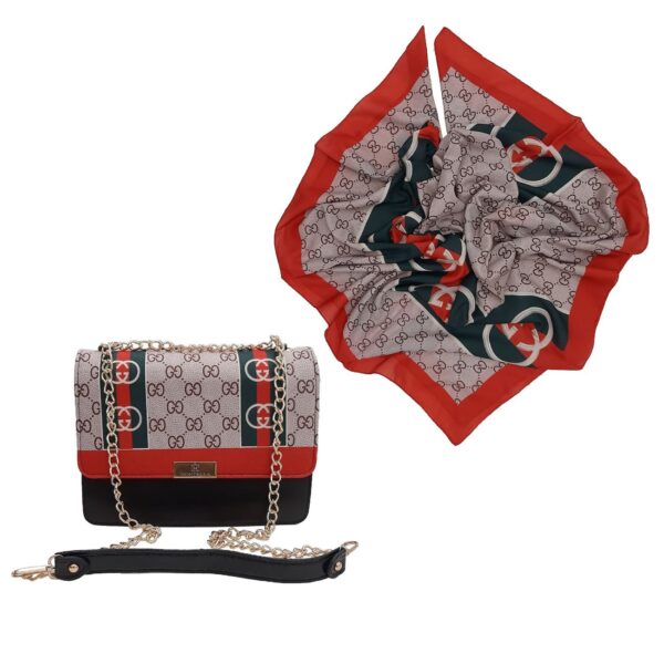 Sac à main à chaîne et foulard combo – Design stylé et unique