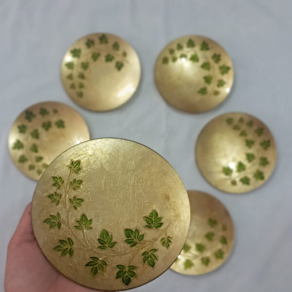 Assiettes Haft-Seen Vitarail – Motif feuille, adaptées pour Nowruz (lot de 6)
