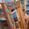 Ensemble Haft-Seen en bois avec miroir – Motif feuille bleue, pour Nowruz