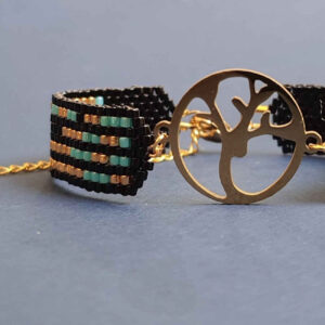 Bracelet Tissé en Acier pour Femme – Design Pendentif Cerf