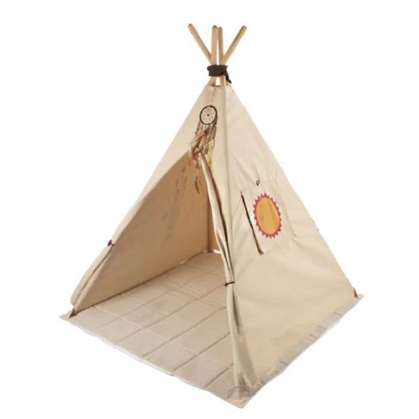 Tente de Jeu Tipi pour Enfants – Modèle Tipi Amérindien avec Attrape-Rêves et Tapis Inclus