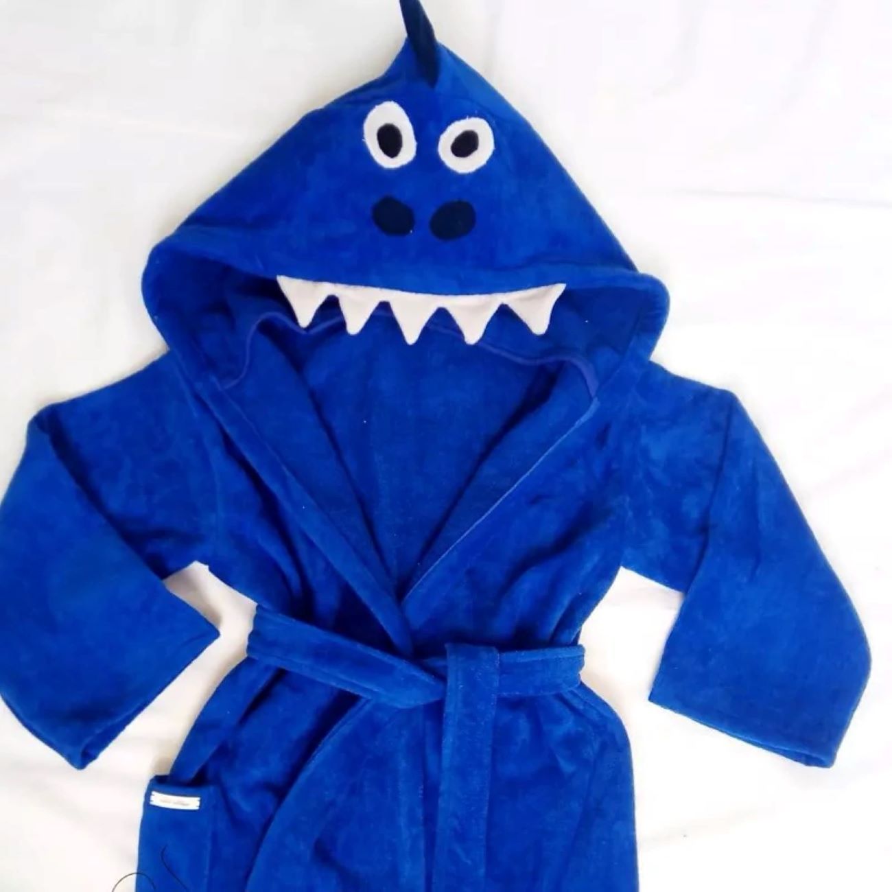 Cape de bain dinosaure bleu clair pour bébé – Poncho en tissu éponge doux avec capuche