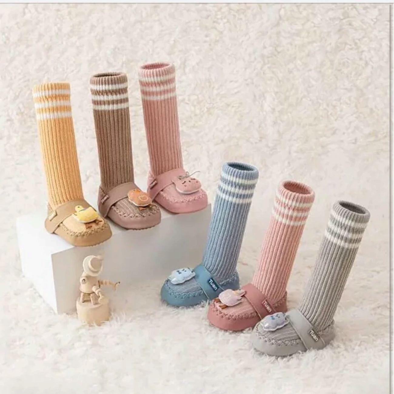 Chaussettes-bottes pour bébé jusqu’aux genoux – 100% coton, ultra-douces et confortables, antidérapantes