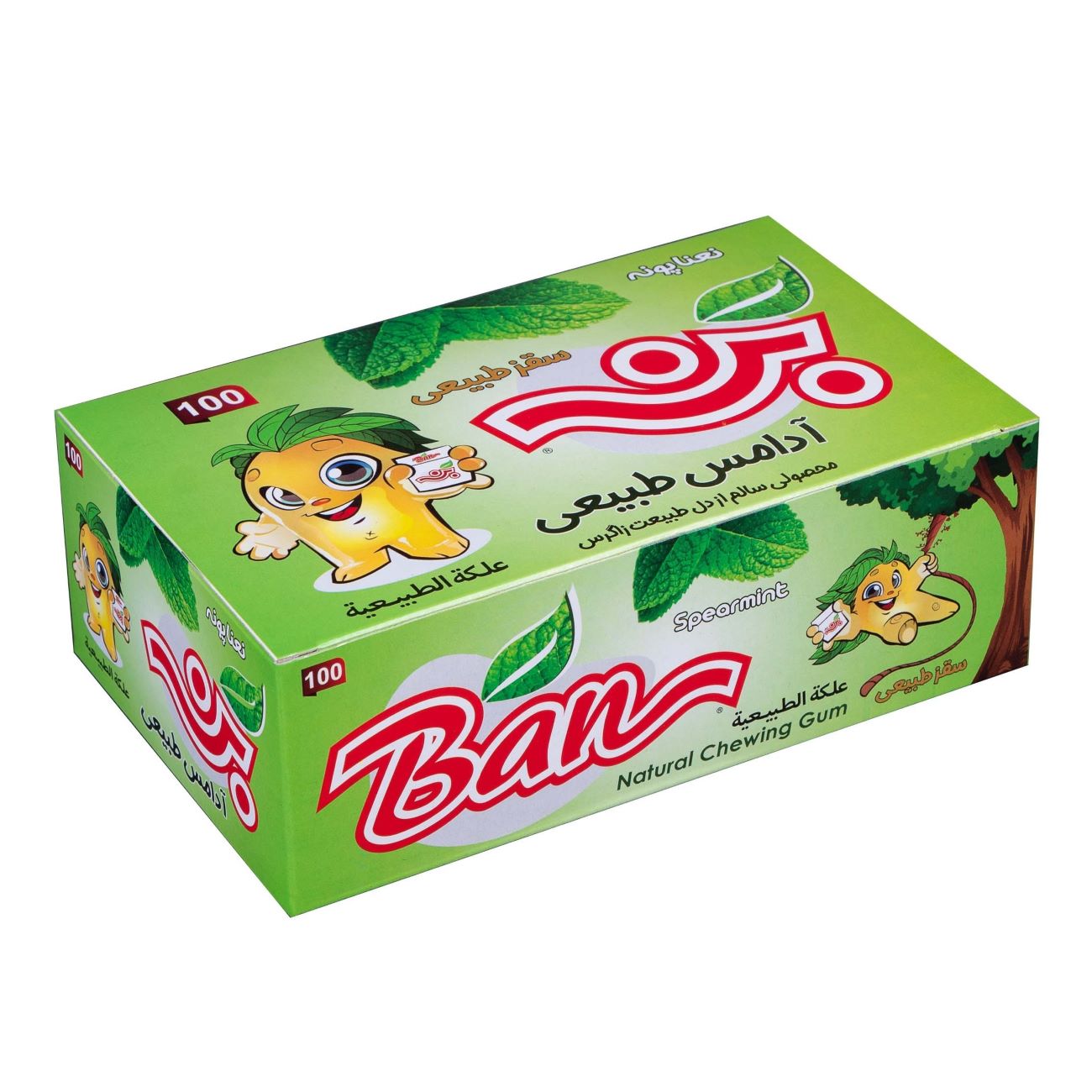 Gomme naturelle Ban – Saveur menthe verte (lot de 100)