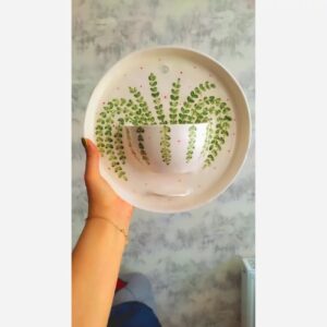 Jardinière murale en céramique – Pot avec motif élégant de feuilles