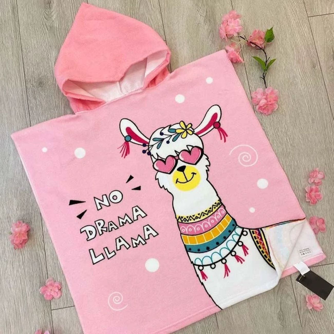 Poncho serviette rose à capuche pour enfants – Parfait pour le bain et la piscine