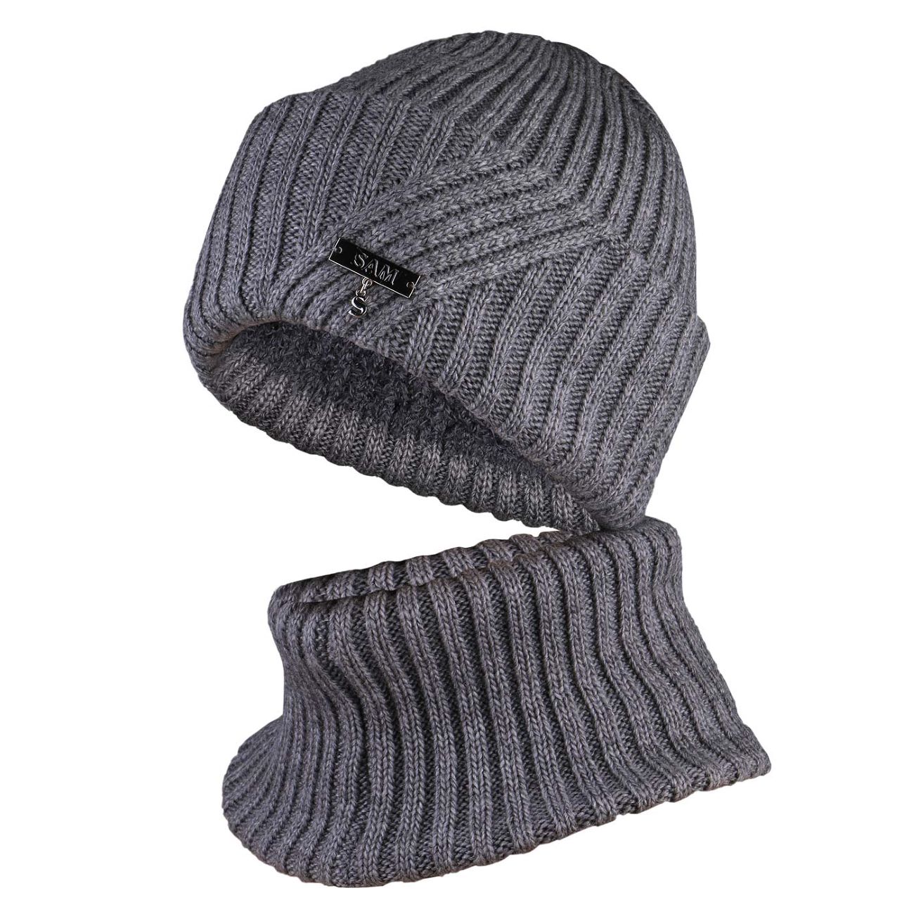 Ensemble bonnet tricoté et écharpe circulaire avec doublure en fausse fourrure douce