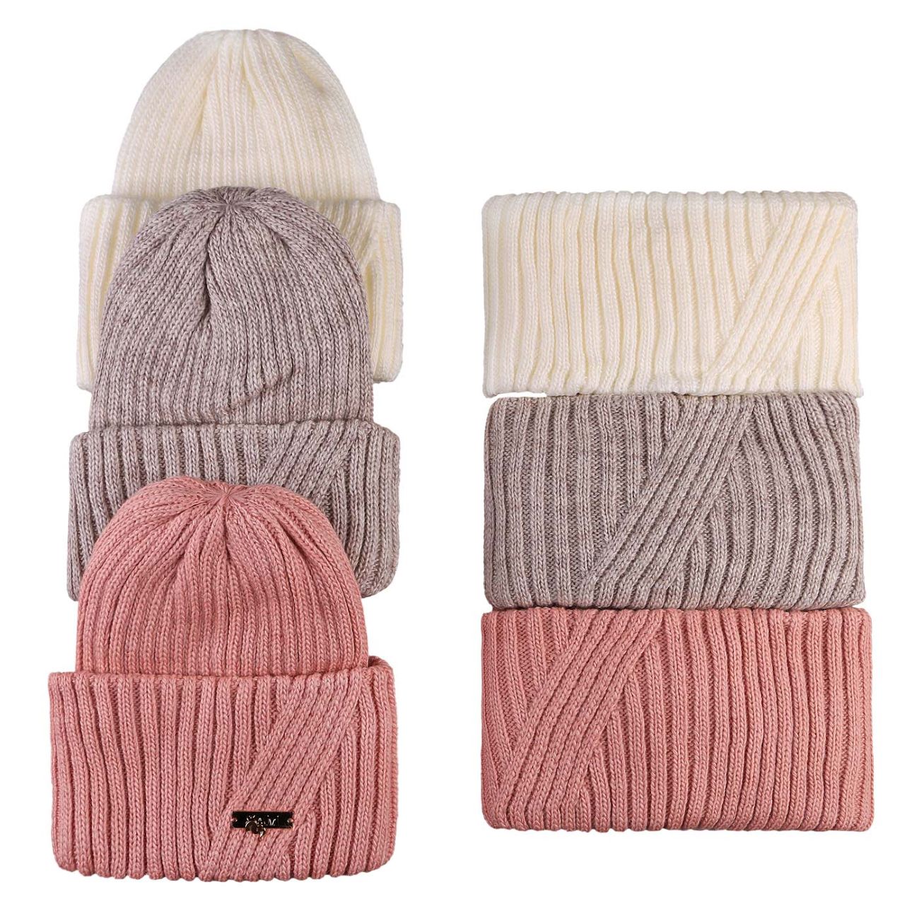 Ensemble bonnet tricoté et écharpe circulaire avec doublure en fausse fourrure douce