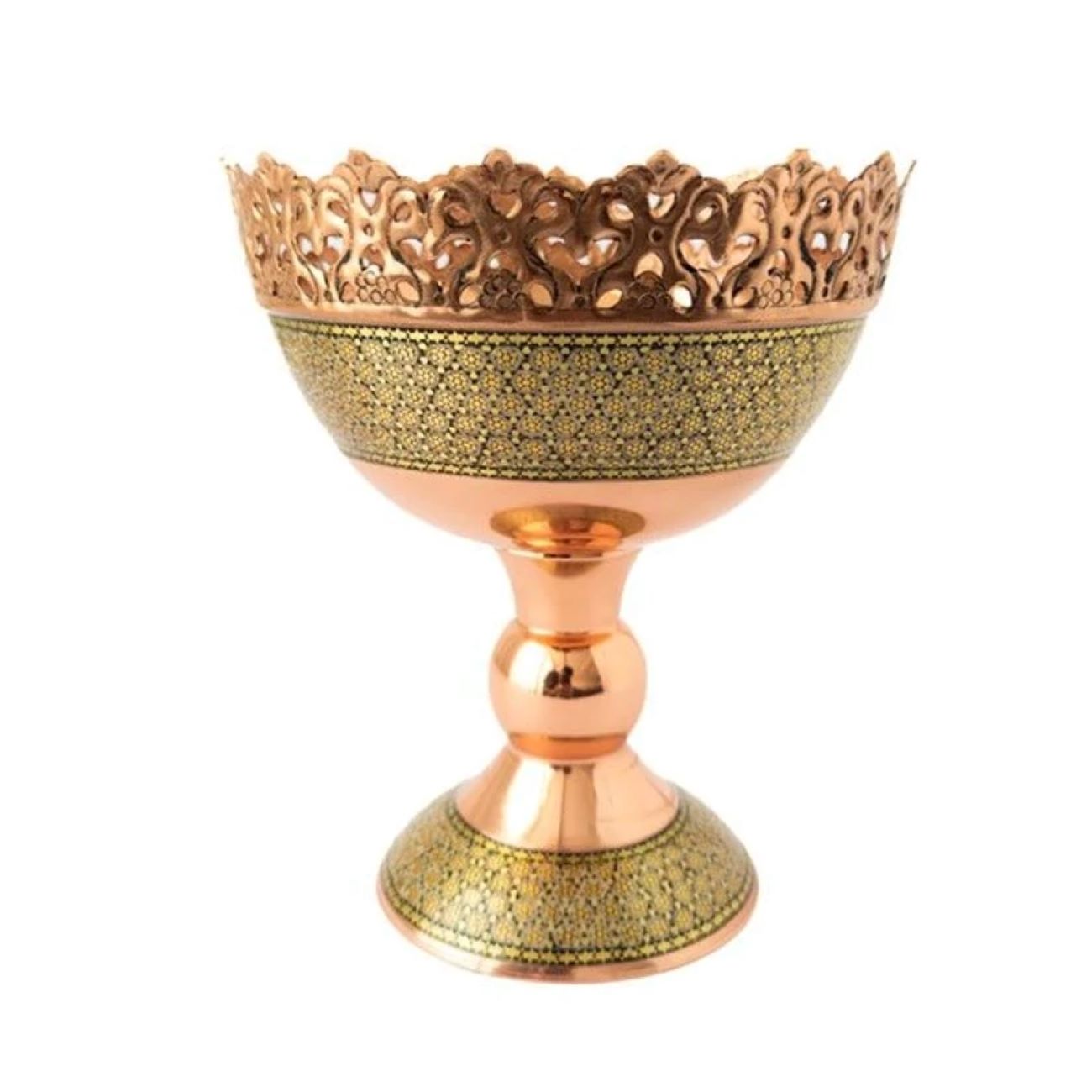 Elegant Copper and Khatam Kari Nut Bowl | Handcrafted Decorative Serving Dish