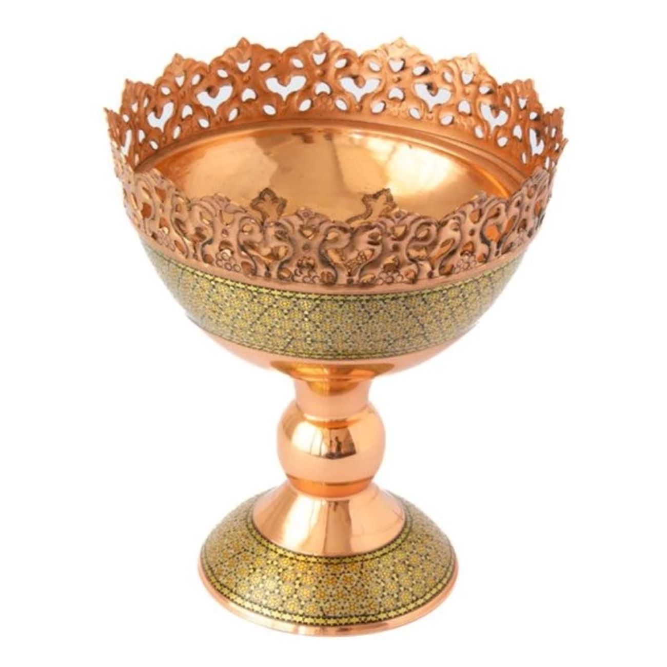Elegant Copper and Khatam Kari Nut Bowl | Handcrafted Decorative Serving Dish