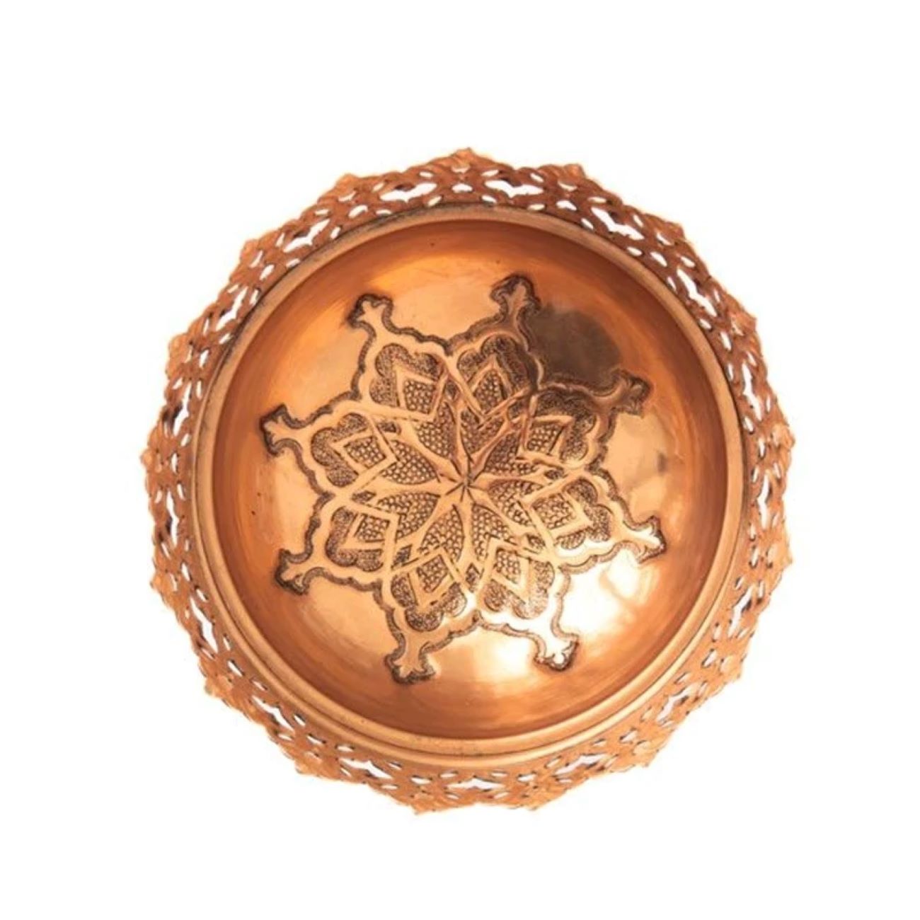 Elegant Copper and Khatam Kari Nut Bowl | Handcrafted Decorative Serving Dish