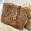 Élégant sac à main en raphia tissé à la main – Confectionné avec du fil en papier doux