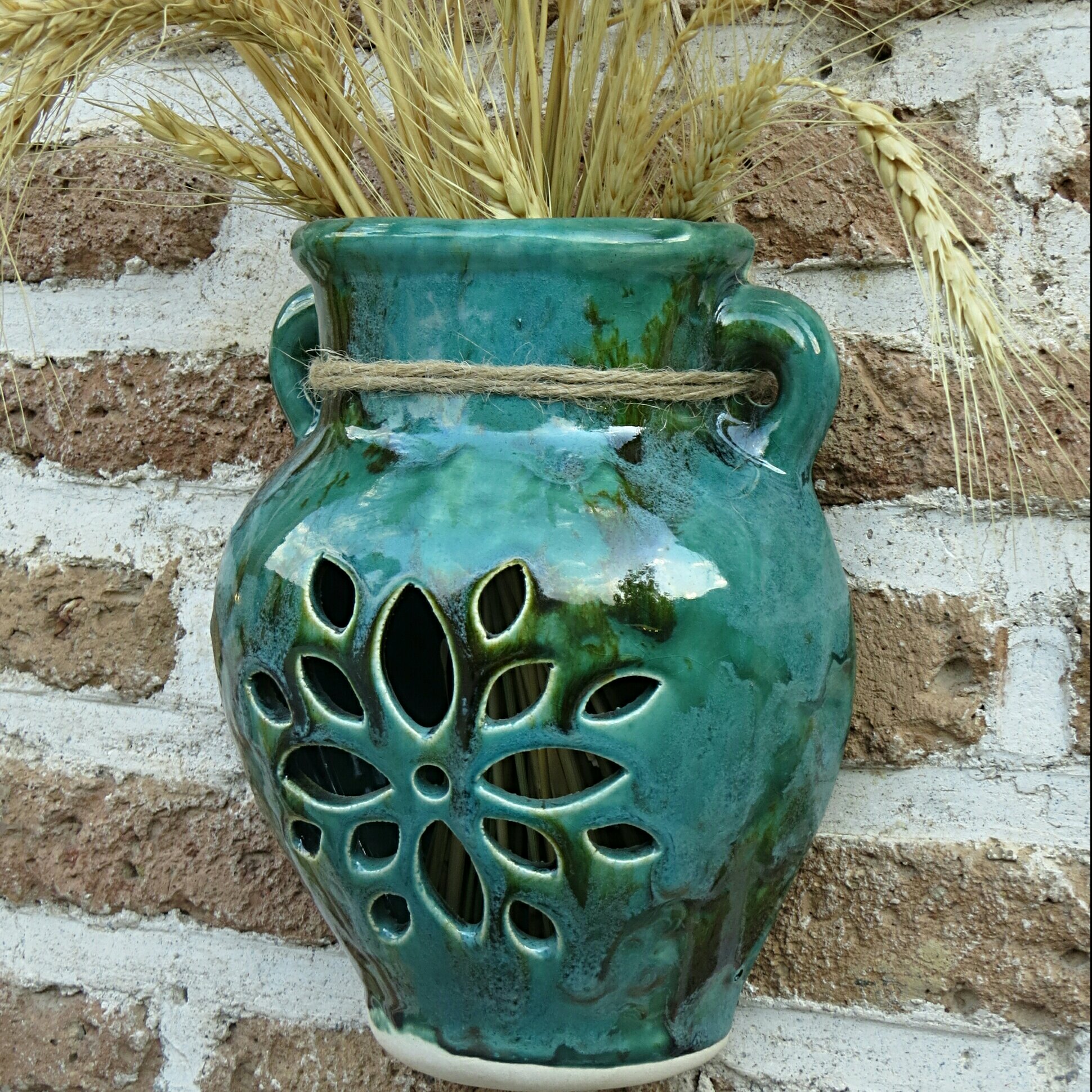 Jardinière murale de style ferme – Pour sublimer votre espace avec un design géométrique vert (2 pièces)