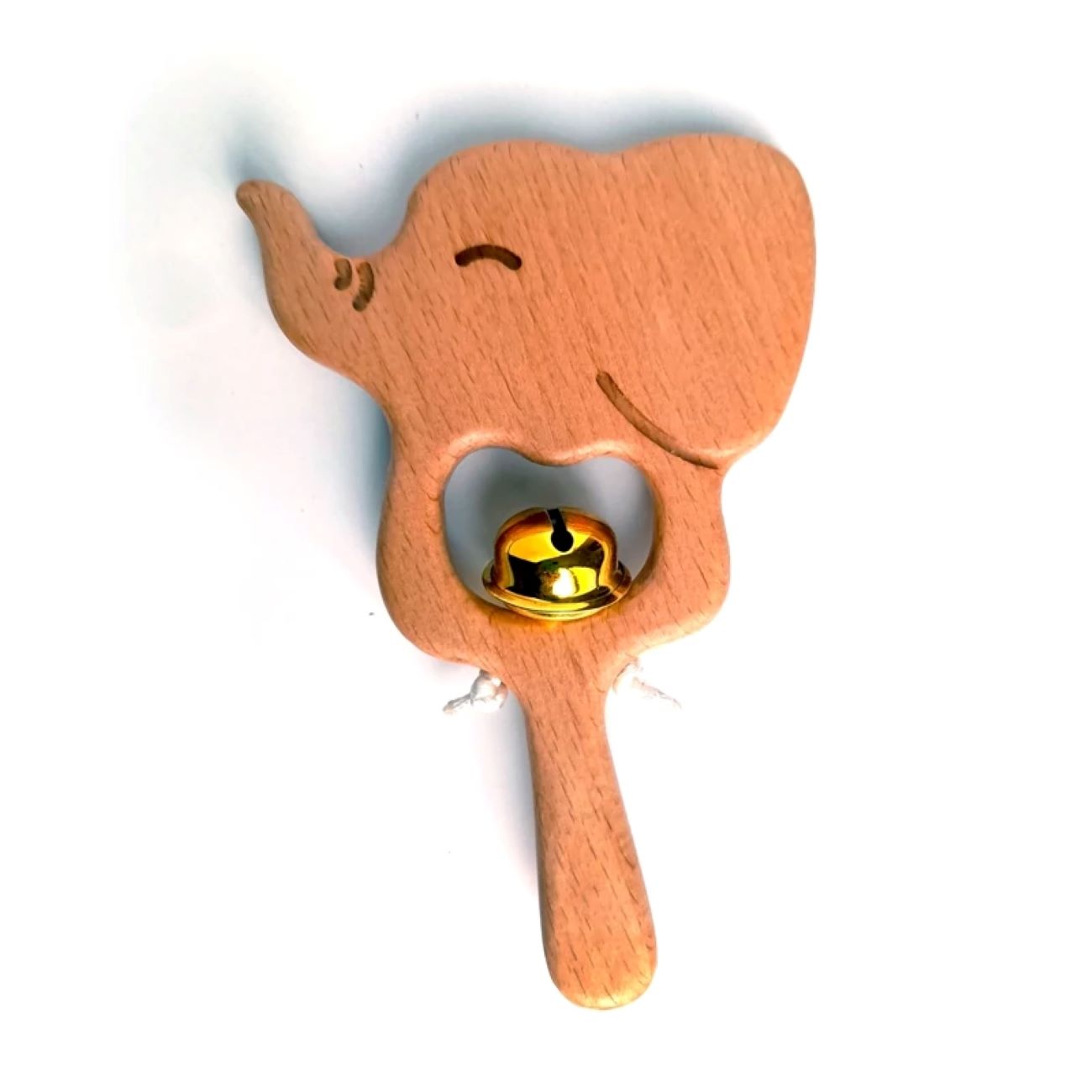 Premier Hochet Bébé Motif Éléphant – Souvenir en Bois Sûr et Intemporel