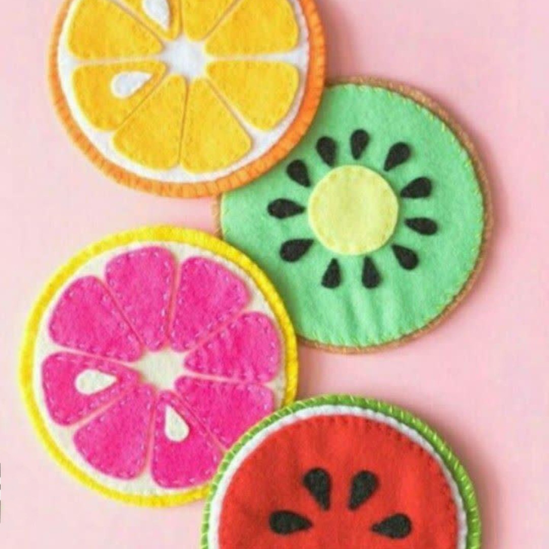 Dessous de verre en feutre motif fruits – Convient pour la décoration de cuisine et un usage quotidien (x4)
