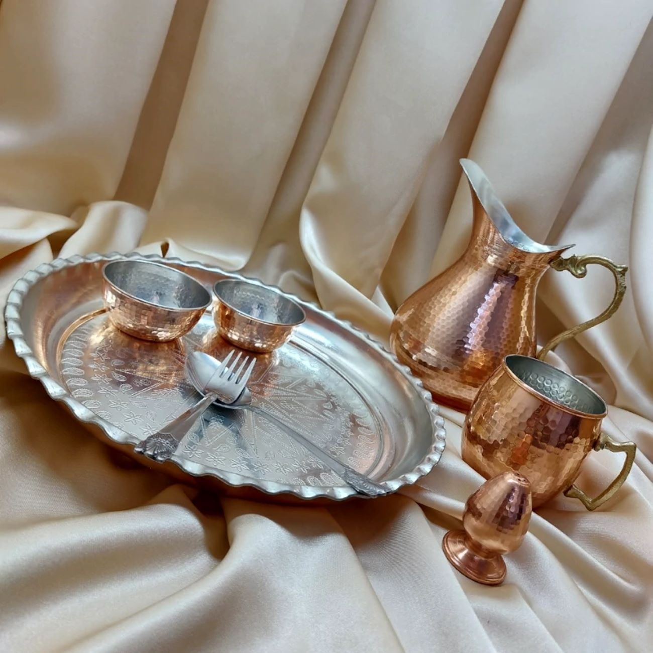 Assiette de dîner en cuivre fait main – Assiette persane traditionnelle pour un service élégant