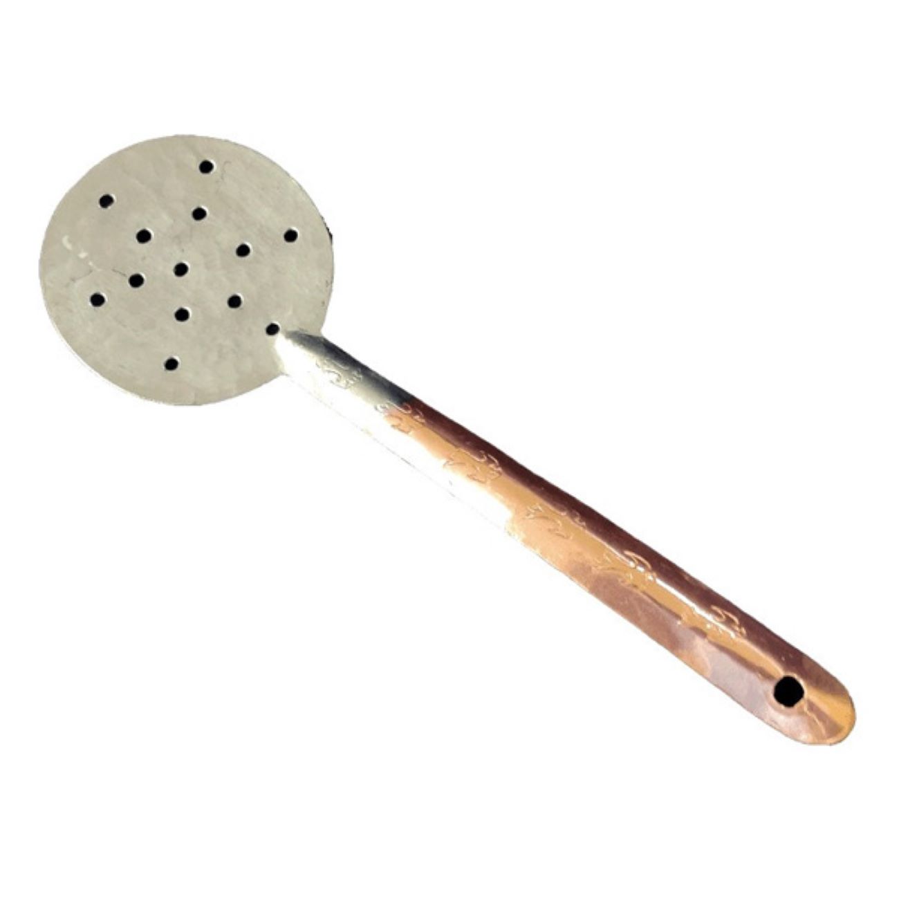 Spatule en cuivre bicolore fait main – Parfaite pour la friture, le service et la cuisine