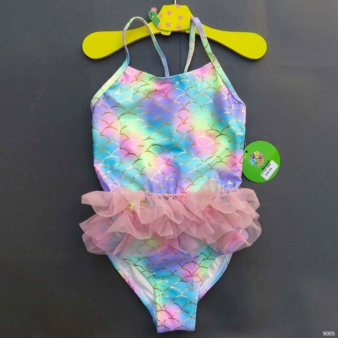Maillot de bain enfant sirène – Haute qualité, double couche (5 à 6 ans)