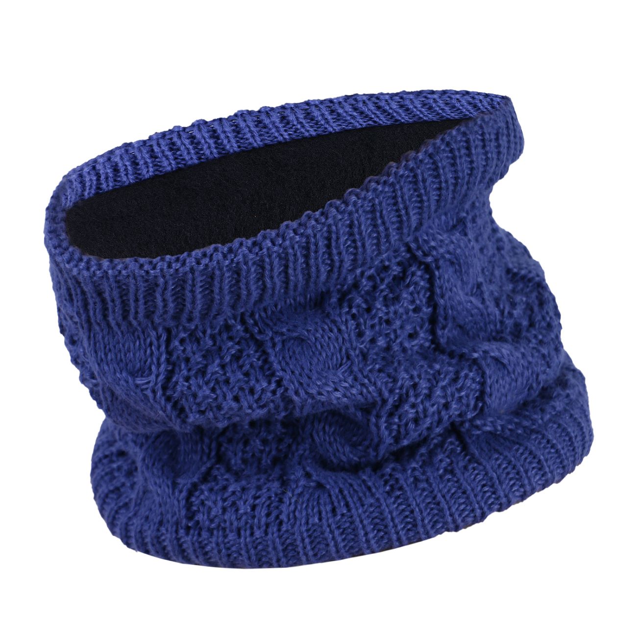 Écharpe col tricotée en anneau avec doublure en polaire et motif spiralé
