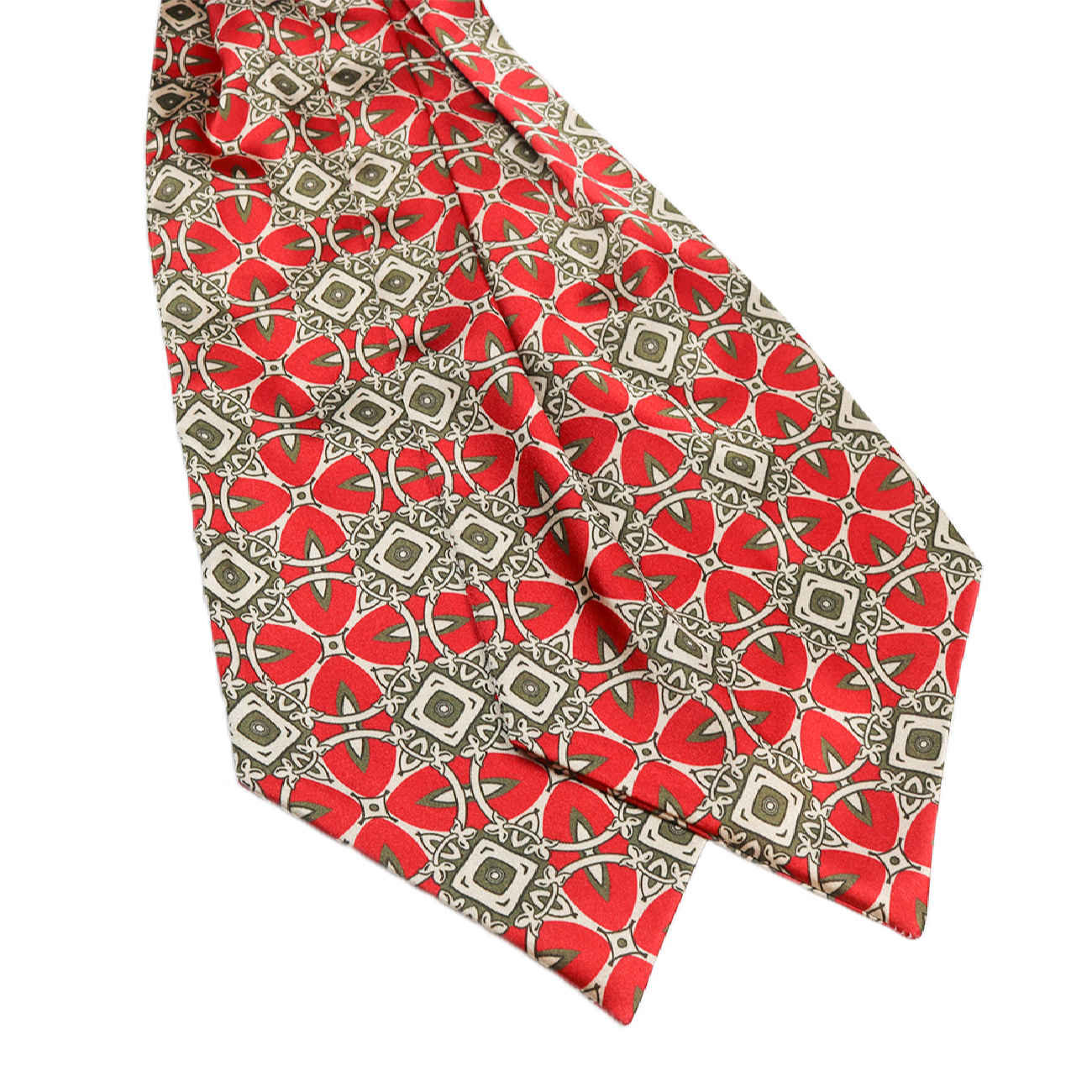 Cravate Ascot géométrique – Style classique et formel pour homme, adaptée à toutes les saisons en rouge