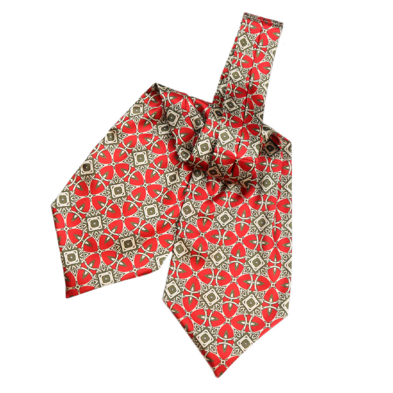 Cravate Ascot géométrique – Style classique et formel pour homme, adaptée à toutes les saisons en rouge