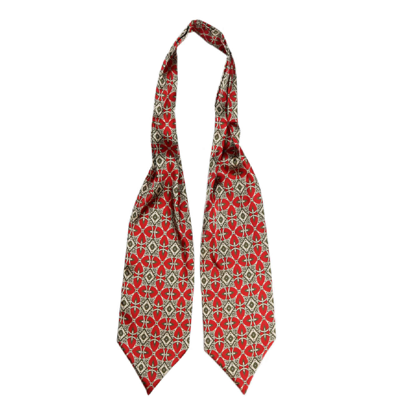 Geometric Ascot tie – Classic & Formal Style Suitable for Men & Every Season in Red