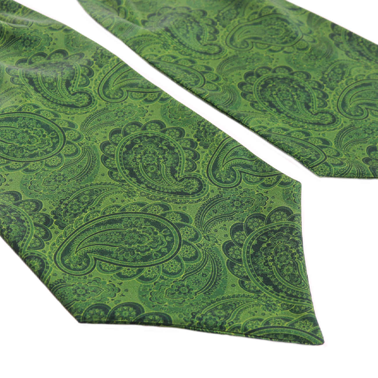 Cravate Ascot de style classique pour homme avec motif floral cachemire en vert